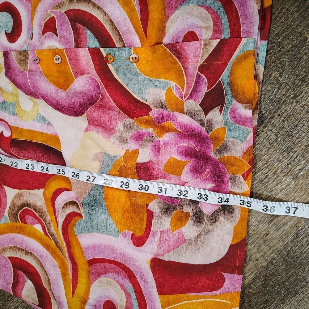 Chufy 100% Organic Cotton Floral Swirl Button Front Mini Dress Shirt Tunic Large - Picture 6 of 10
